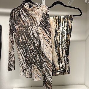 Zara Multicolor Abstract Print pant and top set